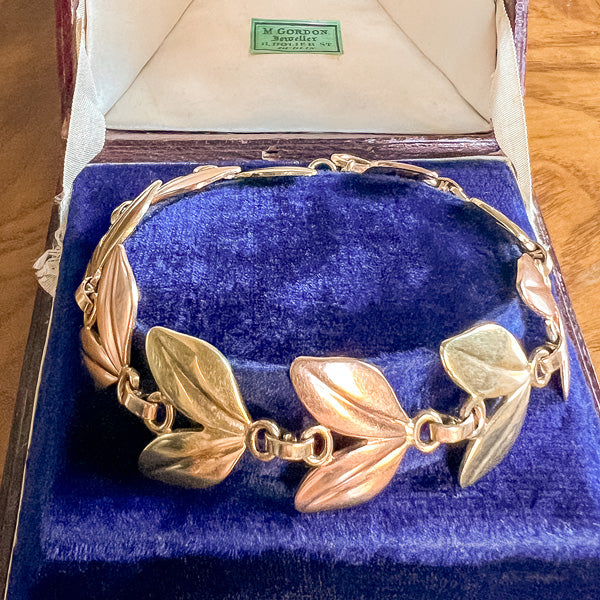 Vintage Tiffany & Co Two Toned Leaf Bracelet sold by Doyle and Doyle an antique and vintage jewelry boutique