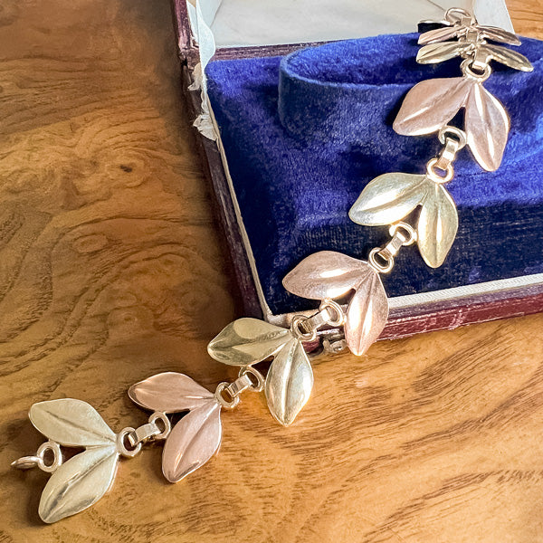 Vintage Tiffany & Co Two Toned Leaf Bracelet sold by Doyle and Doyle an antique and vintage jewelry boutique