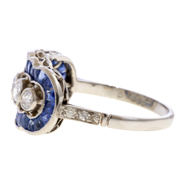 Estate Scalloped Diamond & Sapphire Ring, from Doyle & Doyle antique and vintage jewelry boutique