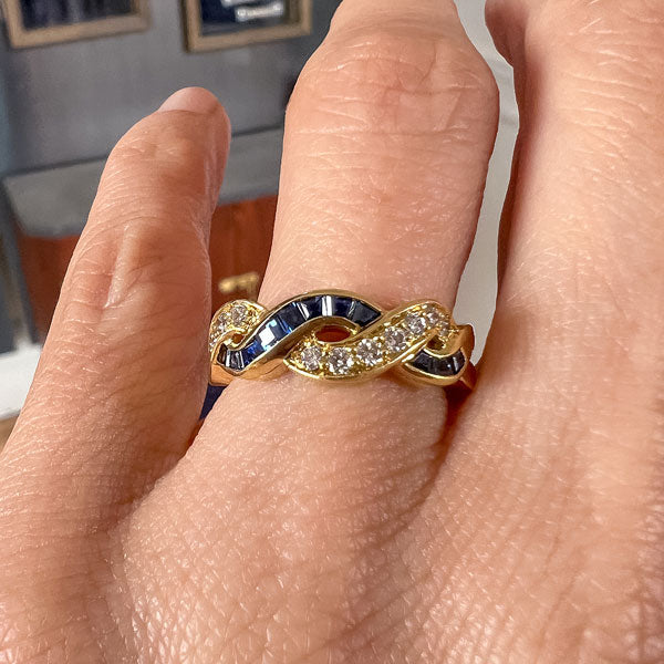 Estate Sapphire & Diamond Band sold by Doyle and Doyle an antique and vintage jewelry boutique
