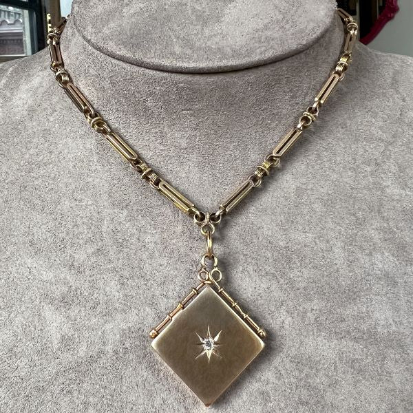 Victorian Fob Locket on Chain sold by Doyle and Doyle an antique and vintage jewelry boutique