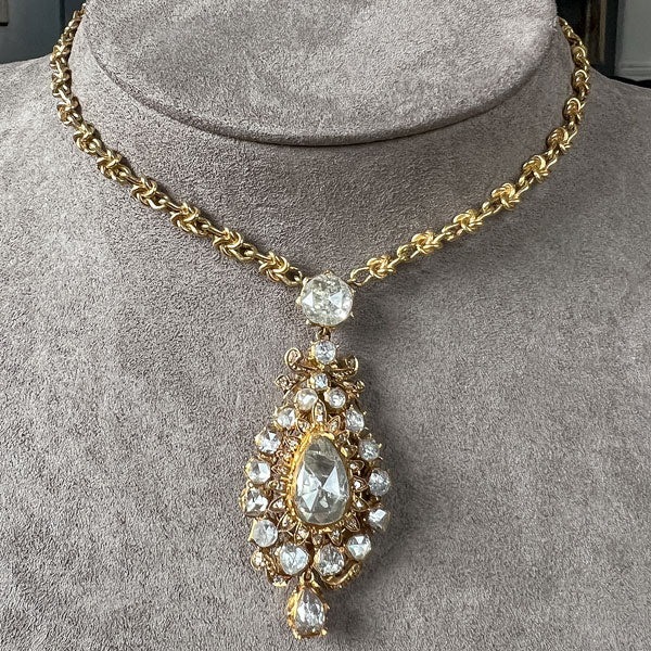 Antique Rose Cut Diamond Pendant sold by Doyle and Doyle an antique and vintage jewelry boutique