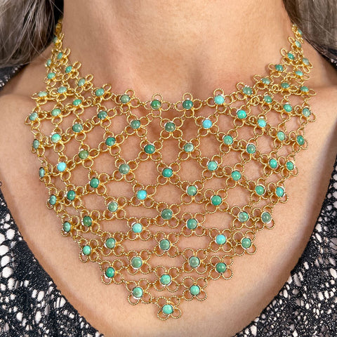 Turquoise Bib Necklace sold by Doyle and Doyle an antique and vintage jewelry boutique