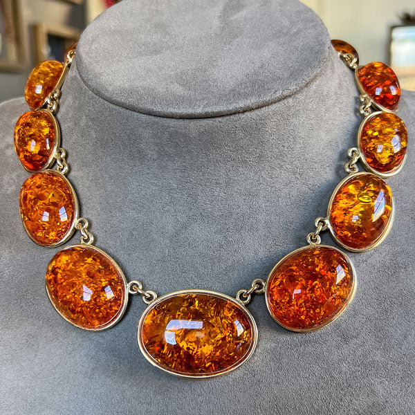 Vintage Amber Necklace sold by Doyle and Doyle an antique and vintage jewelry boutique