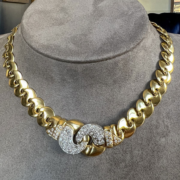 Vintage Diamond Link Chain Necklace sold by Doyle and Doyle an antique and vintage jewelry boutique