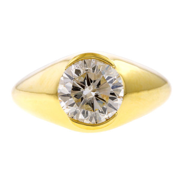 Vintage Half Bezel Diamond Gold Engagement Ring, RBC 2.13ct., sold by Doyle & Doyle an antique and vintage jewelry boutique