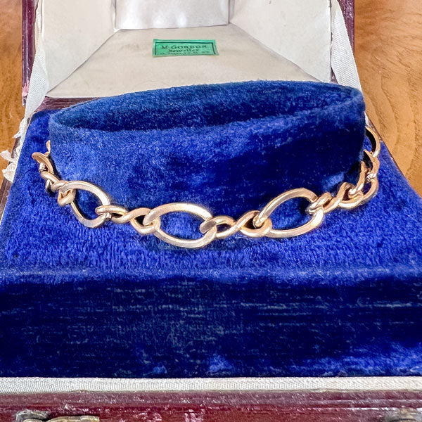 Vintage Gold Twisted Link Bracelet sold by Doyle & Doyle an antique and vintage jewelry boutique