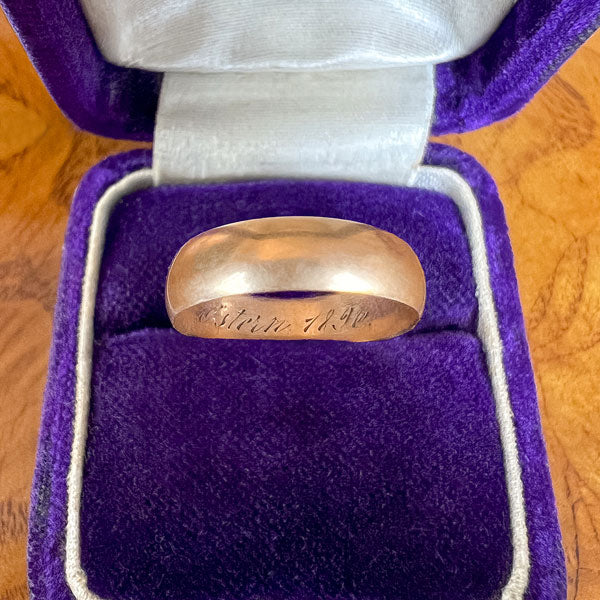 Vintage Half Round Wedding Band Ring, sold by Doyle and Doyle an antique and vintage jewelry boutiq