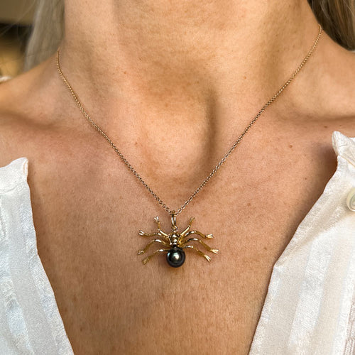 Vintage Spider Pendant sold by Doyle and Doyle an antique and vintage jewelry boutique