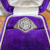 Vintage Filigree Engagement Ring, RBC 0.40ct. sold by Doyle and Doyle an antique and vintage jewelry boutique
