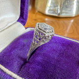 Vintage Filigree Engagement Ring, RBC 0.40ct. sold by Doyle and Doyle an antique and vintage jewelry boutique