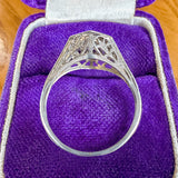 Vintage Filigree Engagement Ring, RBC 0.40ct. sold by Doyle and Doyle an antique and vintage jewelry boutique