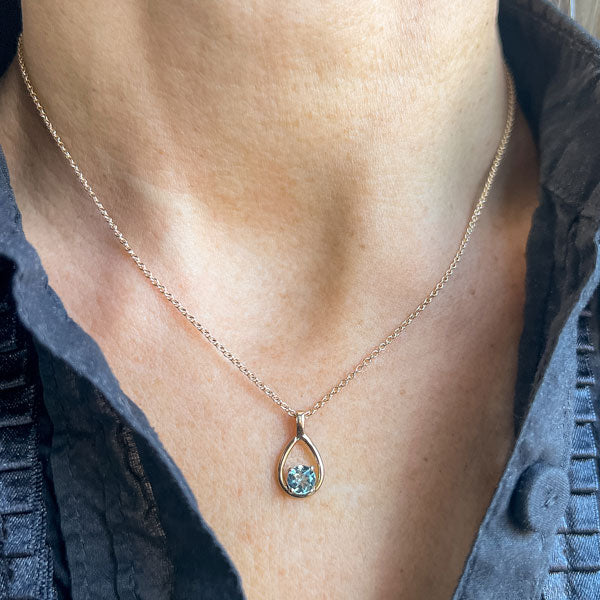 Vintage Aquamarine Pendant, 0.42ct. sold by Doyle and Doyle an antique and vintage jewelry boutique