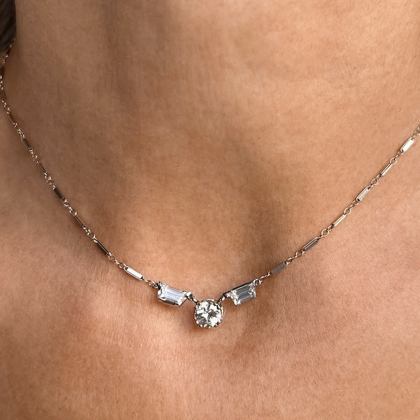 Estate Round & Trapezoid Diamond Necklace, from Doyle & Doyle antique and vintage jewelry boutique