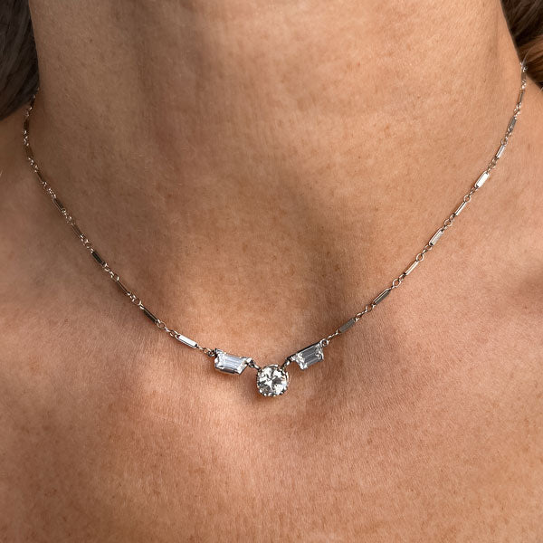 Estate Round & Trapezoid Diamond Necklace, from Doyle & Doyle antique and vintage jewelry boutique