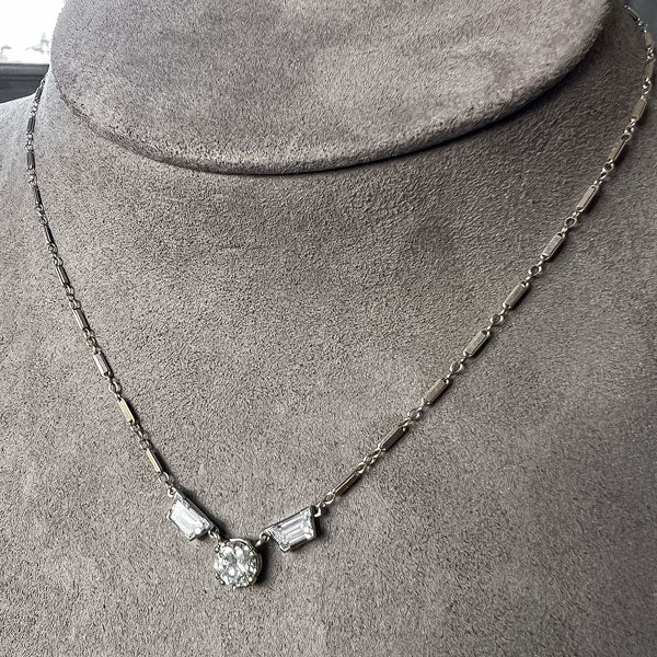 Estate Round & Trapezoid Diamond Necklace, from Doyle & Doyle antique and vintage jewelry boutique