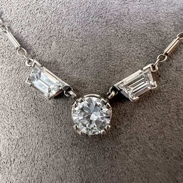 Estate Round & Trapezoid Diamond Necklace, from Doyle & Doyle antique and vintage jewelry boutique