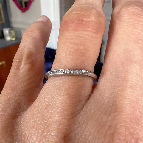 Vintage Diamond Wedding Band sold by Doyle and Doyle an antique and vintage jewelry boutique