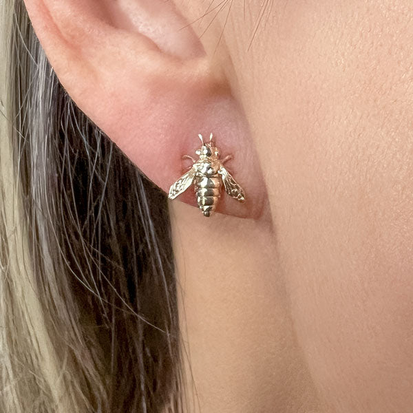 Bee Stud Earrings sold by Doyle and Doyle an antique and vintage jewelry boutique