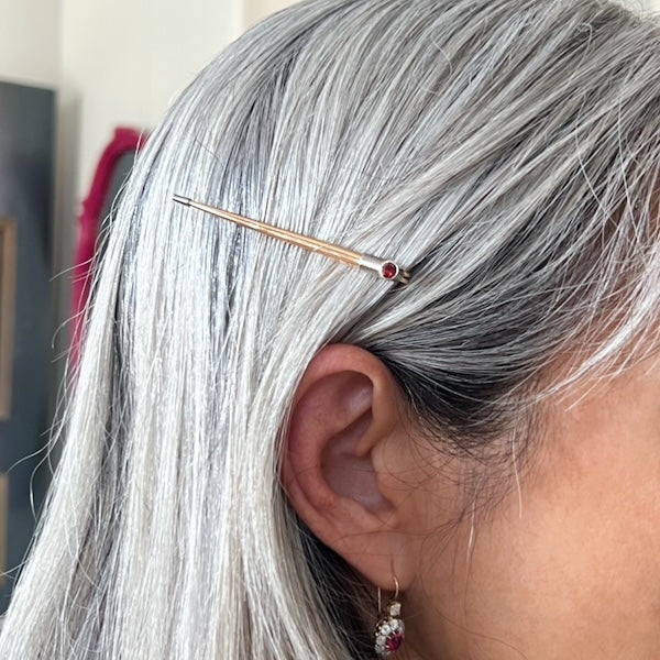 Vintage Garnet Gold Hair Barrette, from Doyle & Doyle antique and vintage jewelry
