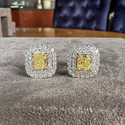 Fancy Yellow Diamond Earrings sold by Doyle and Doyle an antique and vintage jewelry boutique