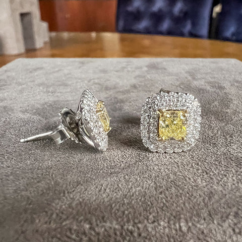 Fancy Yellow Diamond Earrings sold by Doyle and Doyle an antique and vintage jewelry boutique
