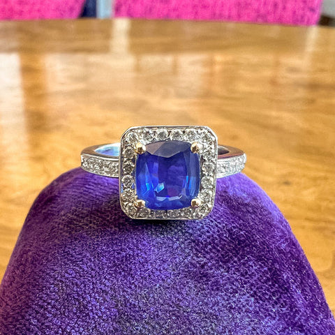 Estate Sapphire & Diamond Ring 2ct. sold by Doyle and Doyle an antique and vintage jewelry boutique