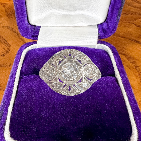 Vintage Filigree Engagement Ring, Old Euro 0.20ct sold by Doyle and Doyle an antique and vintage jewelry boutique