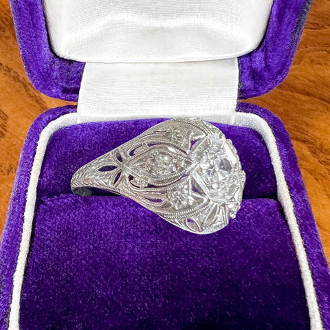 Vintage Filigree Engagement Ring, Old Euro 0.20ct sold by Doyle and Doyle an antique and vintage jewelry boutique