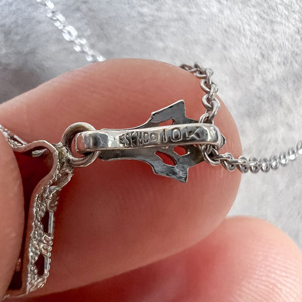 Vintage Filigree Diamond Pendant sold by Doyle and Doyle an antique and vintage jewelry boutique