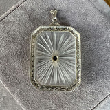 At Deco Rock Crystal Filigree Diamond Pendant sold by Doyle and Doyle an antique and vintage jewelry boutique