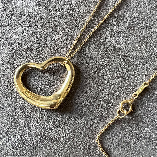 Vintage Tiffany & Co Elsa Peretti Floating Heart Pendant sold by Doyle and Doyle an antique and vintage jewelry boutique
