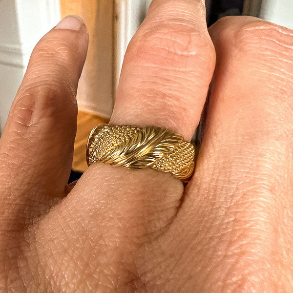 Vintage Tiffany & Co Patterned Wedding Band sold by Doyle and Doyle an antique and vintage jewelry boutique
