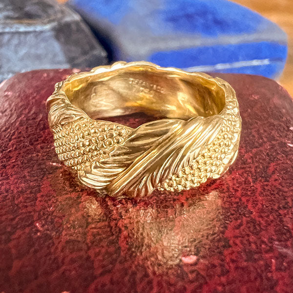 Vintage Tiffany & Co Patterned Wedding Band sold by Doyle and Doyle an antique and vintage jewelry boutique