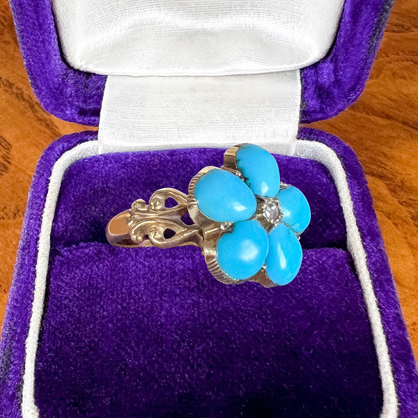 Victorian Rose cut & Turquoise Ring sold by Doyle and Doyle an antique and vintage jewelry boutique