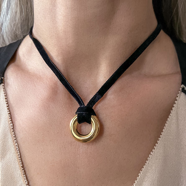 Vintage Gold Donut Pendant Charm sold by Doyle and Doyle an antique and vintage jewelry boutique