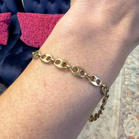 Vintage Gold Mariner Link Bracelet, sold by Doyle & Doyle antique and vintage jewelry boutique