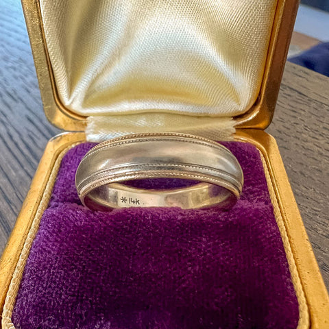 Vintage Millegrained Wedding Band Ring sold by Doyle and Doyle an antique and vintage jewelry boutique