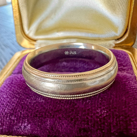 Vintage Millegrained Wedding Band Ring sold by Doyle and Doyle an antique and vintage jewelry boutique