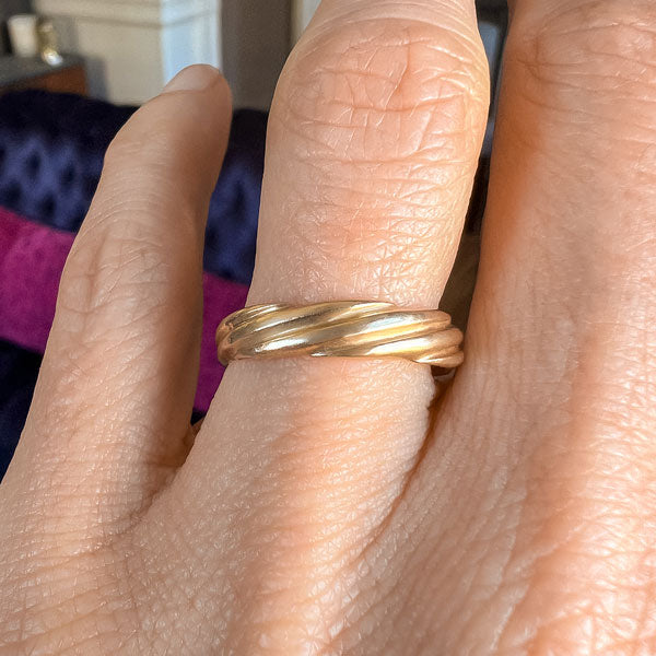 Vintage Twisted Pattern Wedding Band Ring sold by Doyle and Doyle an antique and vintage jewelry boutique