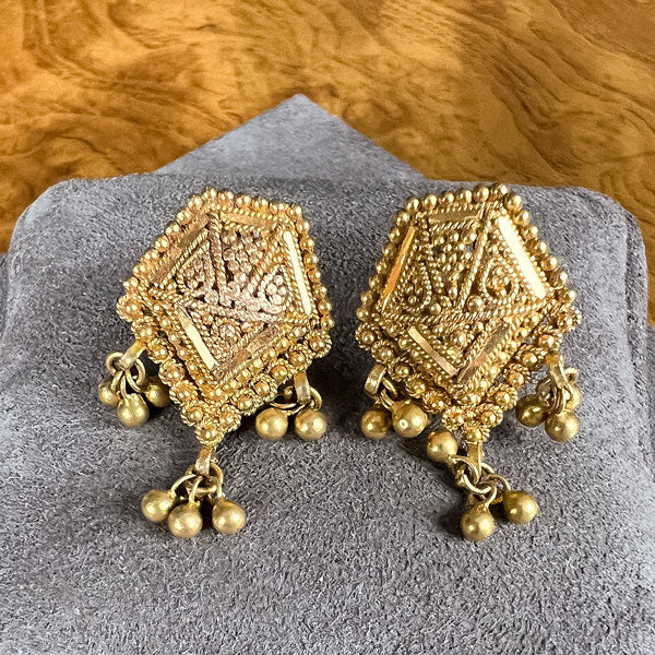 Vintage Indian Granulated Earrings sold by Doyle and Doyle an antique and vintage jewelry boutique