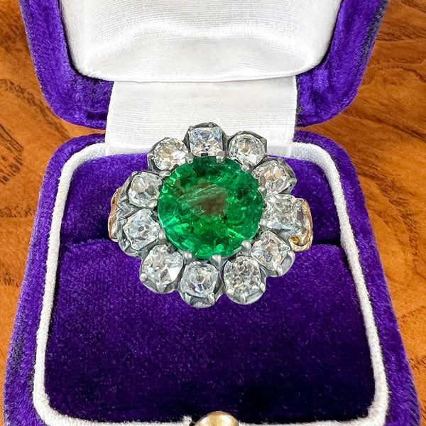 Antique Emerald & Diamond Ring sold by Doyle and Doyle an antique and vintage jewelry boutique