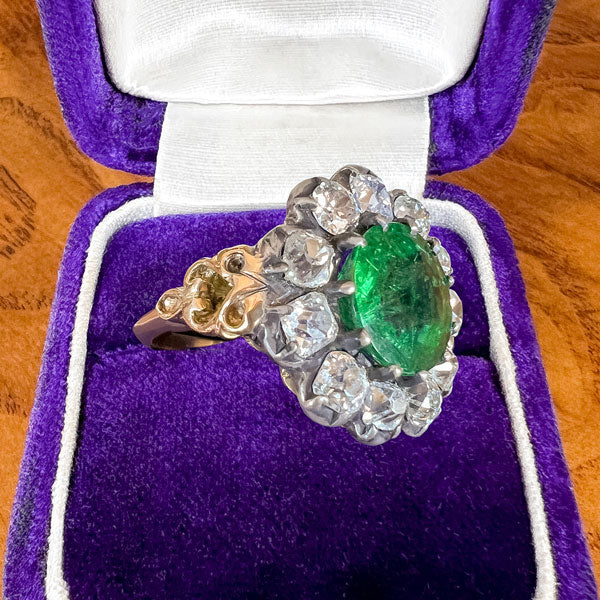 Antique Emerald & Diamond Ring sold by Doyle and Doyle an antique and vintage jewelry boutique