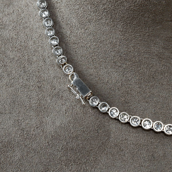 Art Deco Bezel Set Old European Cut Diamond Necklace sold by Doyle and Doyle an antique and vintage jewelry boutique
