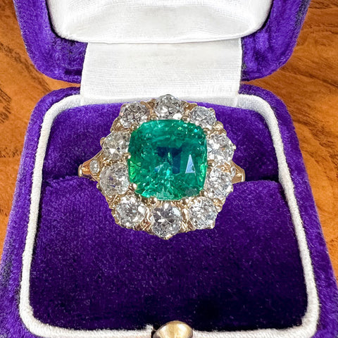 Victorian Emerald & Diamond Ring sold by Doyle and Doyle an antique and vintage jewelry boutique