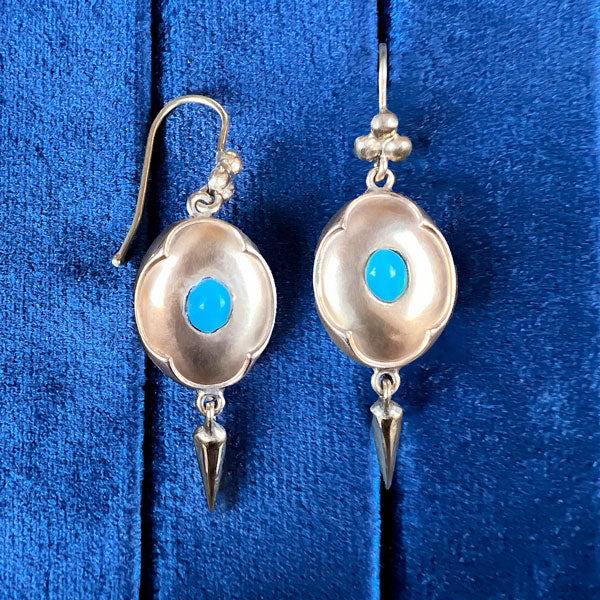 Victorian Turquoise Drop Earrings sold by Doyle and Doyle an antique and vintage jewelry boutique