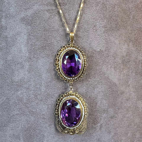 Antique Amethyst Necklace sold by Doyle and Doyle an antique and vintage jewelry boutique