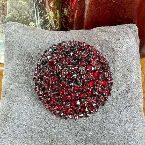 Victorian Bohemian Garnet Pin sold by Doyle and Doyle an antique and vintage jewelry boutique