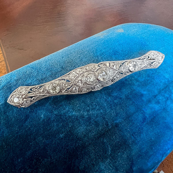Art Deco Diamond Bar Pin sold by Doyle and Doyle an antique and vintage jewelry boutique
