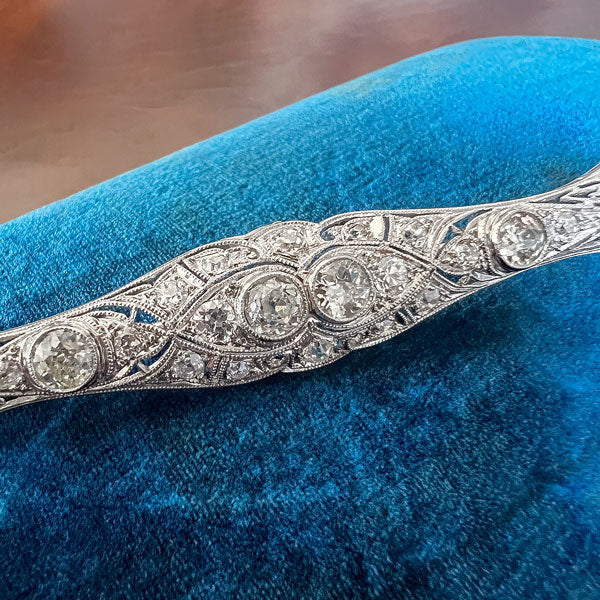 Art Deco Diamond Bar Pin sold by Doyle and Doyle an antique and vintage jewelry boutique